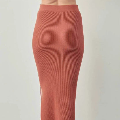 Apple Tree Apparel - Ribbed Knit Slit Skirt - Rack Hunt