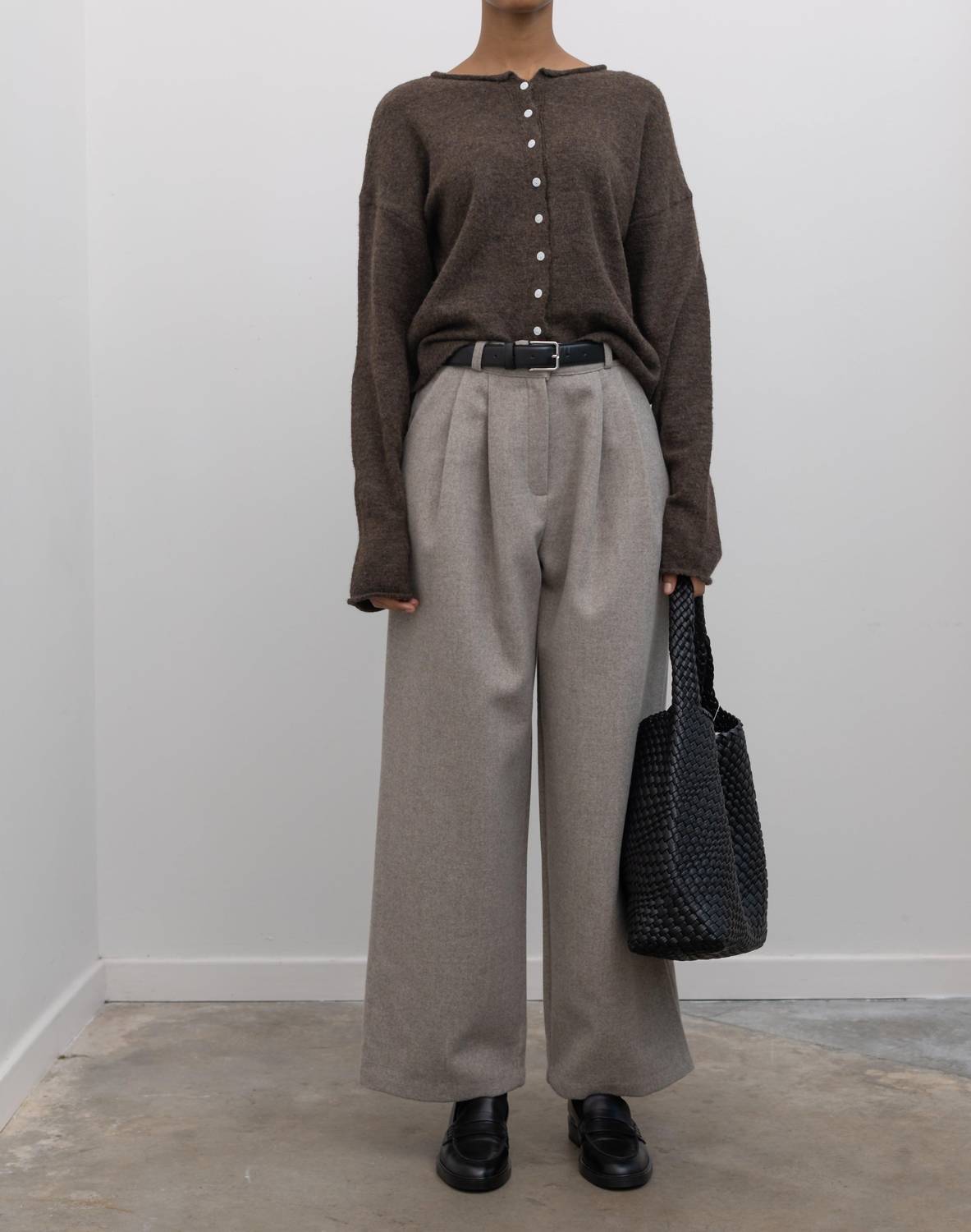 Tailored Wool Blend Wide Leg Pants