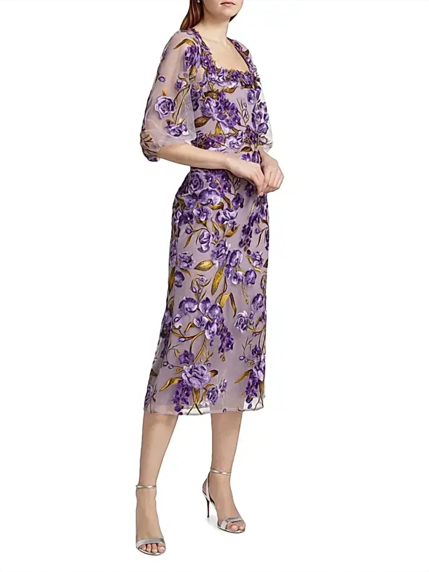 Marchesa Notte - Orchid And Rose Embroidered Tulle Cocktail Dress - Rack Hunt
