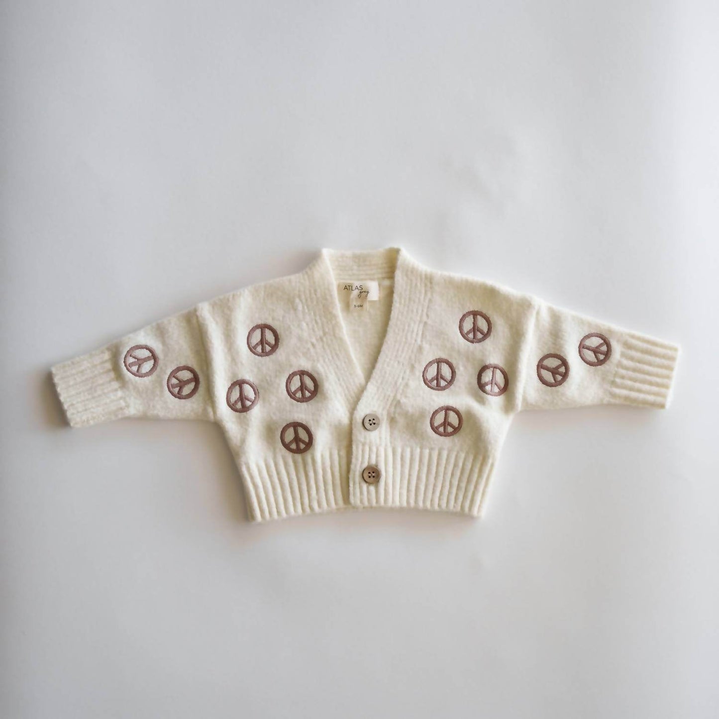 Atlas Grey - Girl's Peace Sign Knit Cropped Cardigan - Rack Hunt -