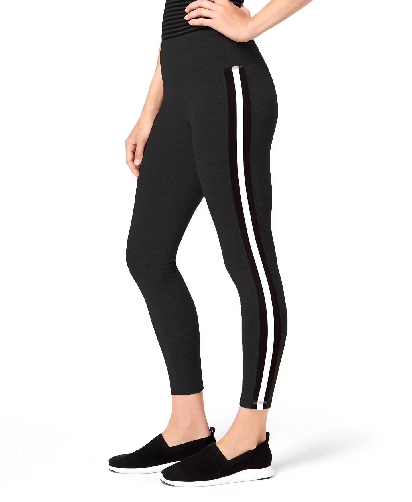 Activewear Solid Racing Stripe Crop Leggings