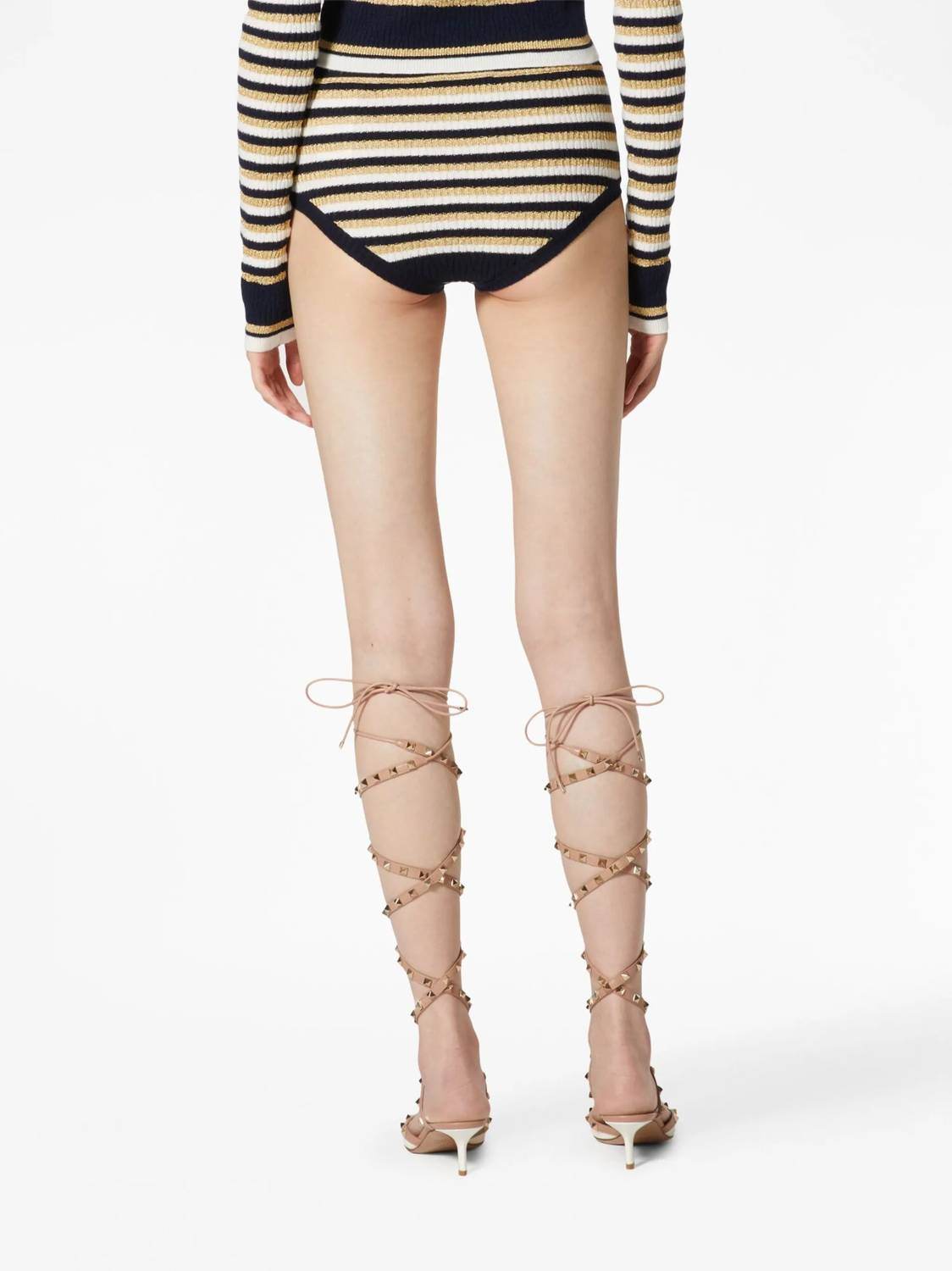 Valentino - Striped Lurex Mini Shorts - Rack Hunt