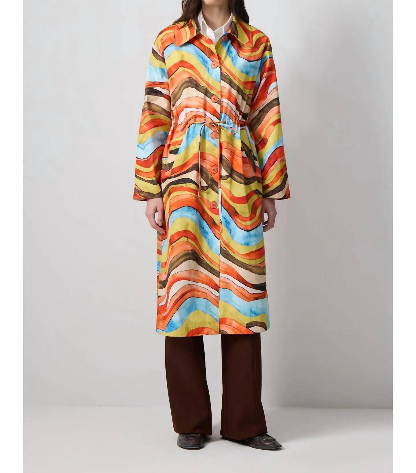 Gathered Waist Trench Coat