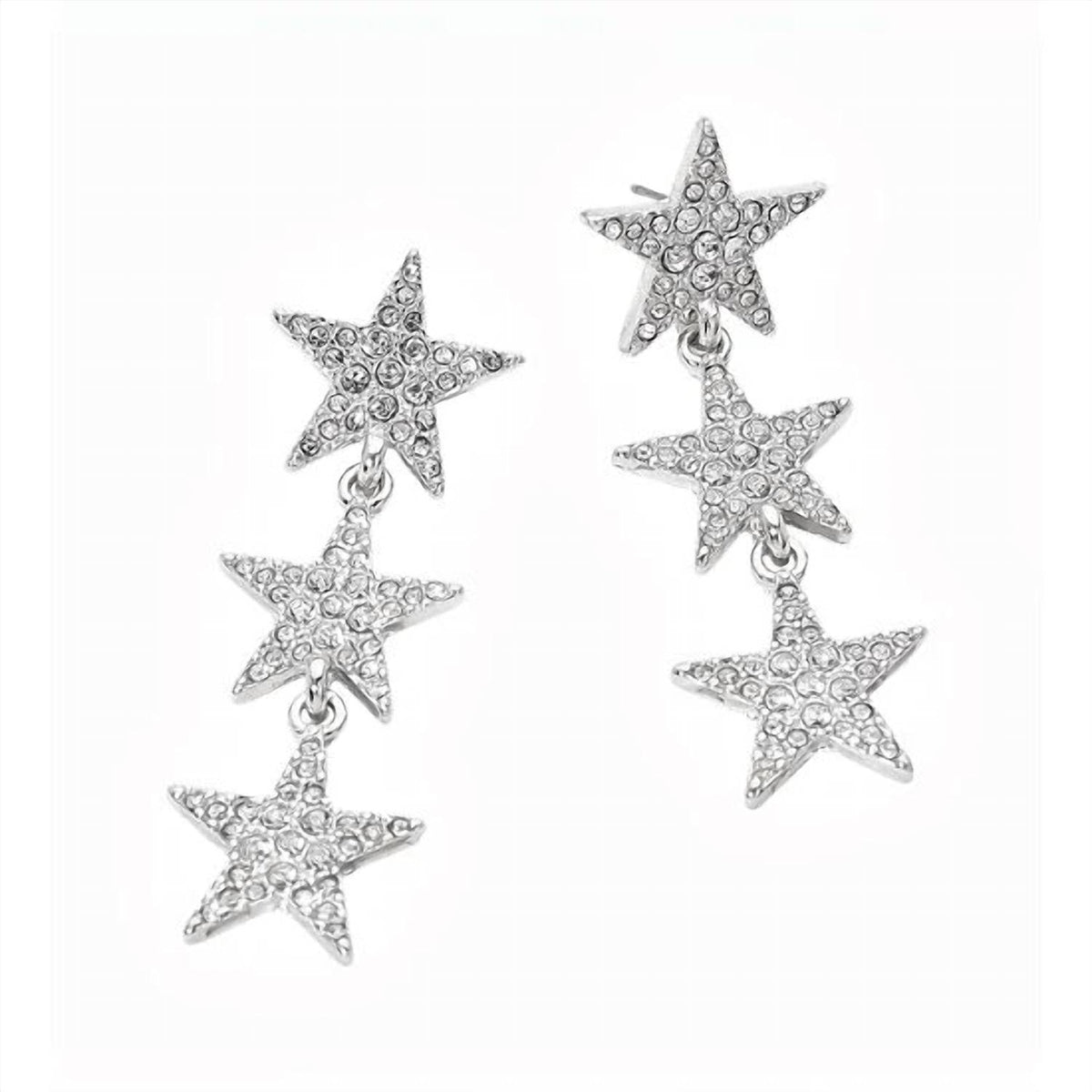 Women's Triple Rhinestone Star Drop Earrings