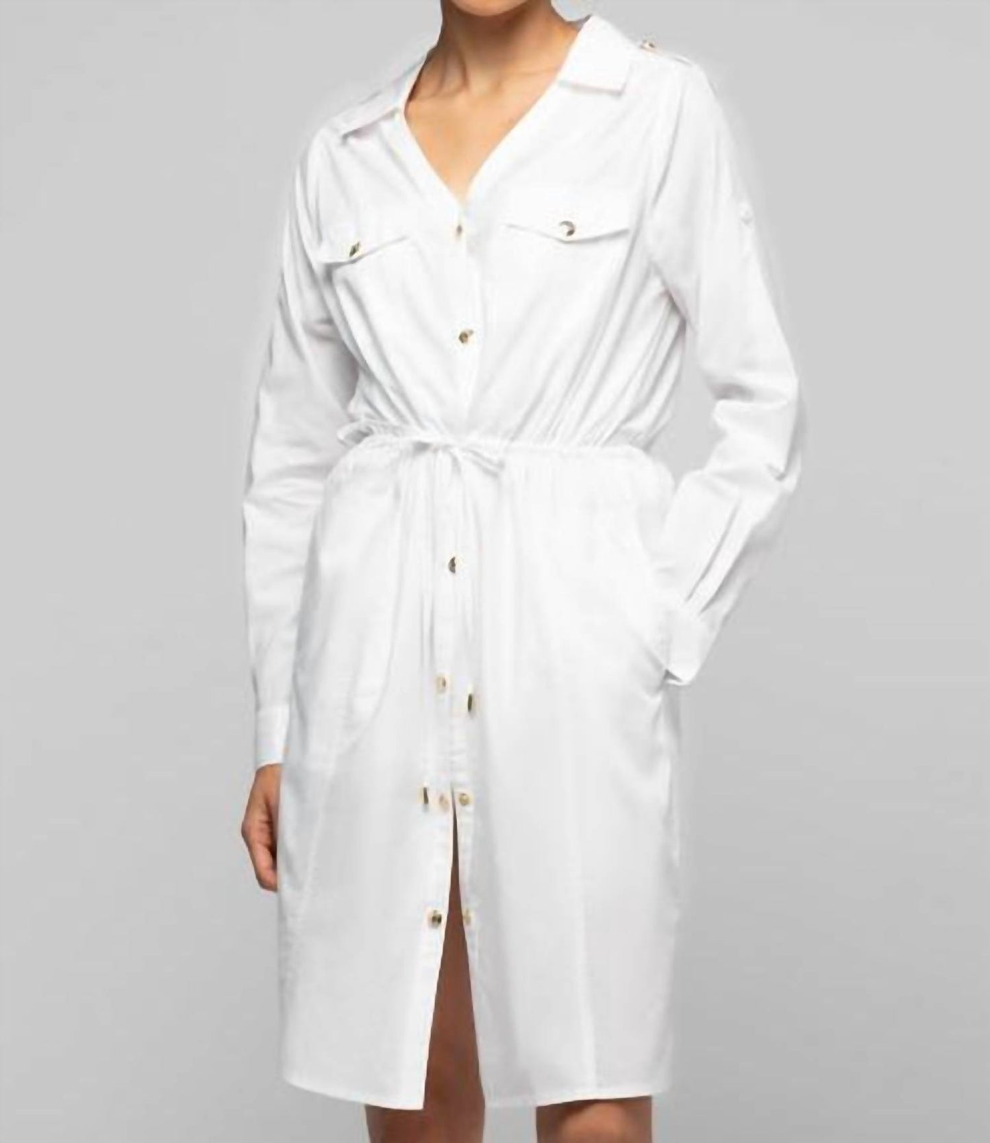Ramie Mini Shirt Dress