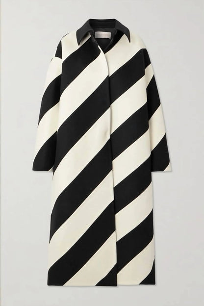 Valentino - Oversized Striped Coat - detail view - Rack Hunt