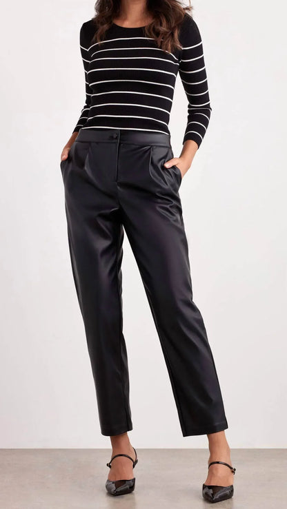 Ellen Tracy - Pleated Faux Leather Pant - Rack Hunt
