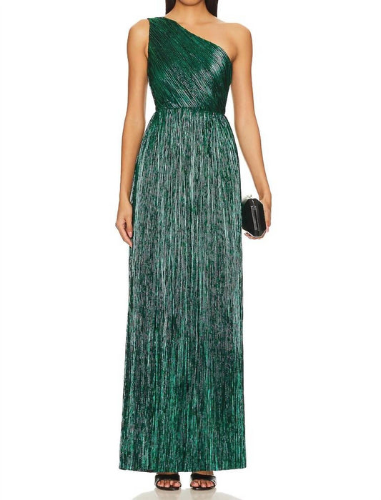 One-shoulder Pleated Maxi Dress