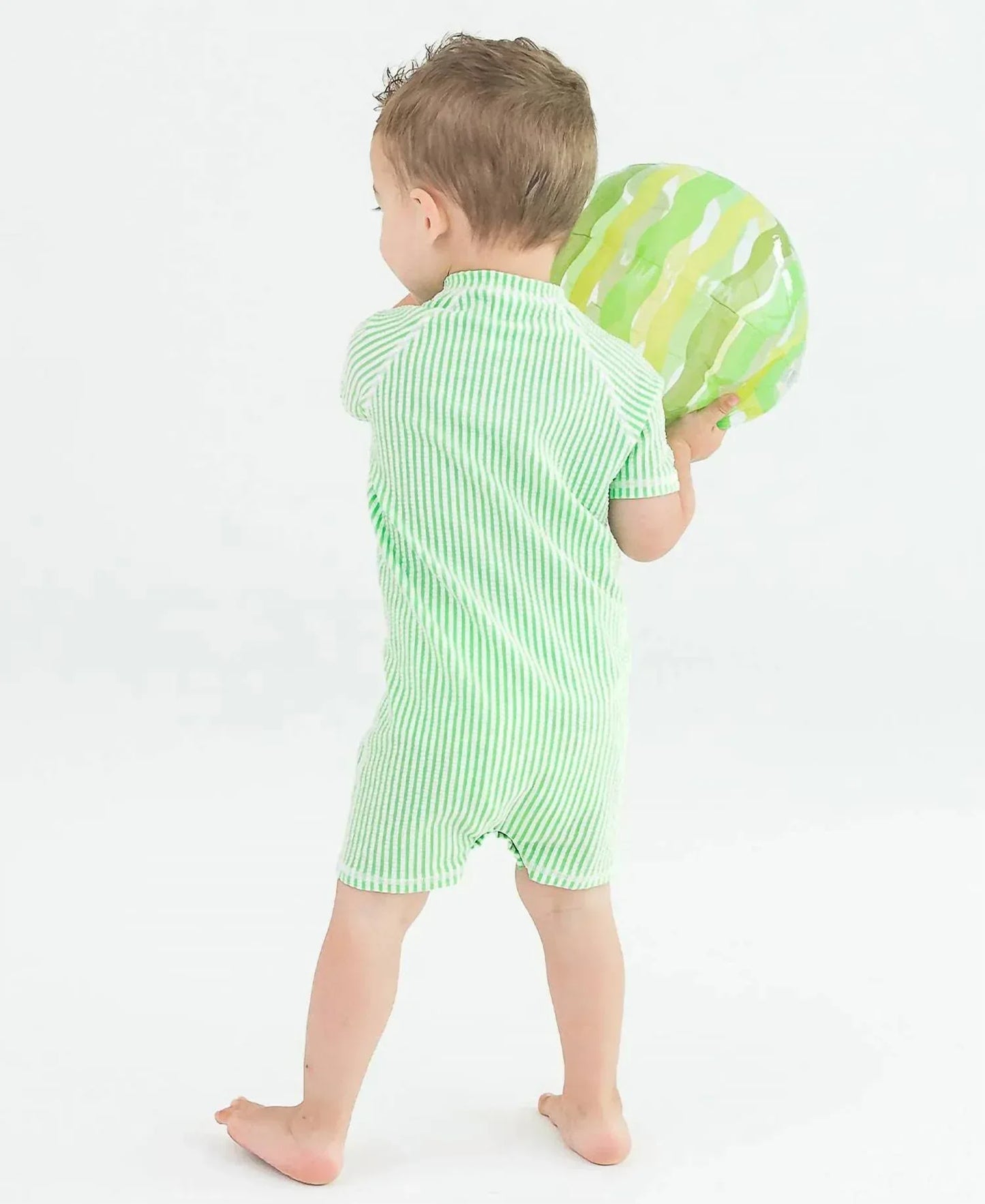 Rugged Butts - Baby Boys Seersucker Short Sleeve One Piece Rash Guard Swimsuit - Rack Hunt