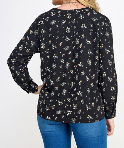 Floral Print Pop-over Blouse