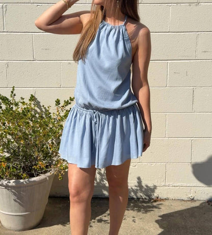 Ashlyn Halter Drop Waist Mini Dress