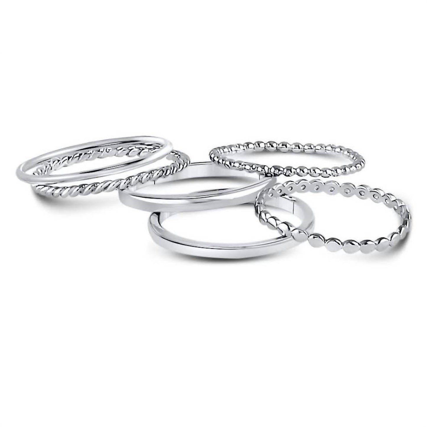 Allyanna Gifts - Women's Sterling Silver 6 Bands Stackable Set Ring - Rack Hunt -