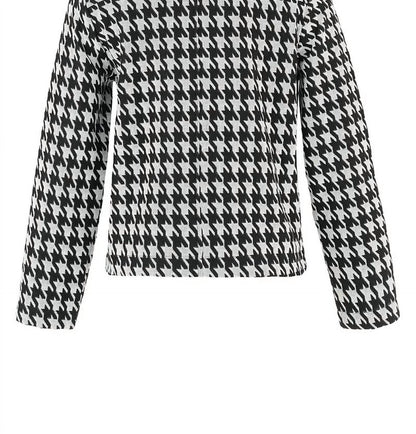 Houndstooth Zip Front Jacket
