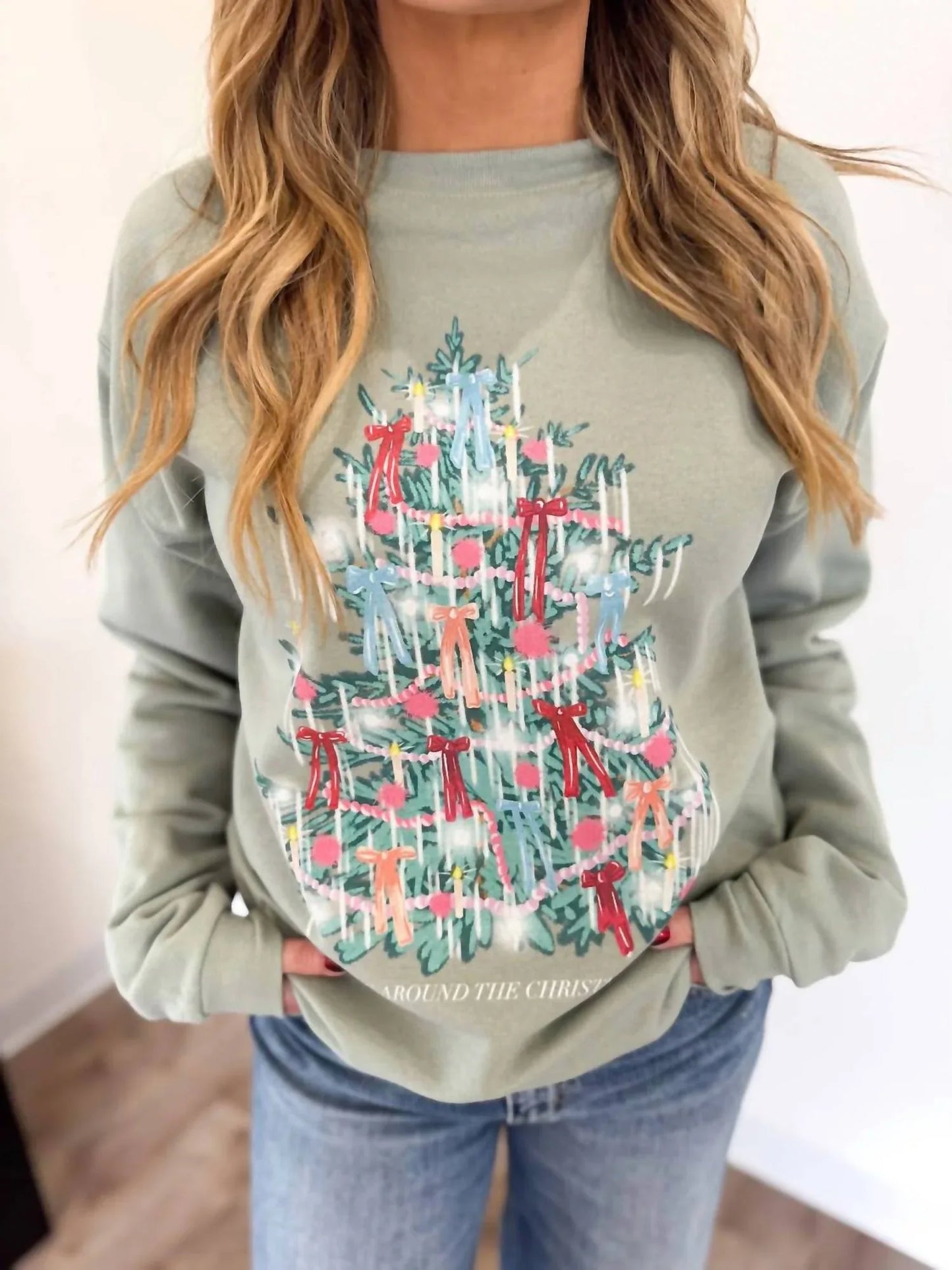 Chaudoin Creations - Ginger Christmas Tinsel Tree Sweatshirt - Rack Hunt