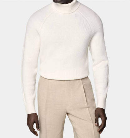 Ribbed Merino Wool Turtleneck Sweater - Plus