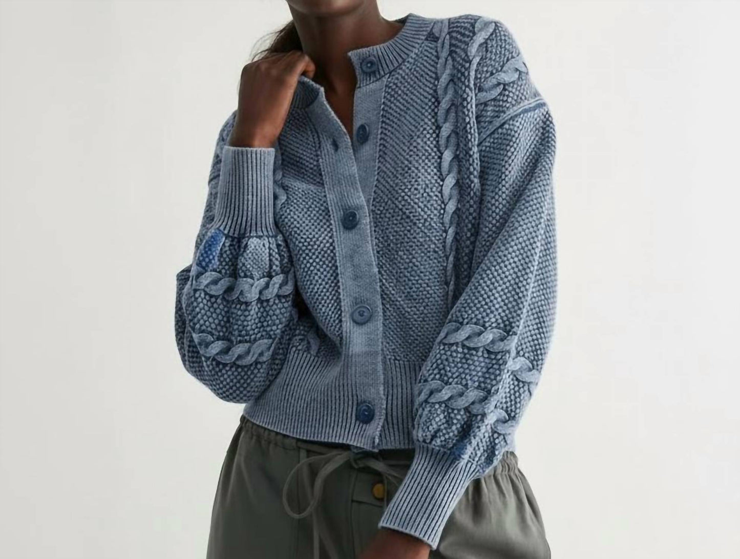 Washed Cable Knit Cardigan