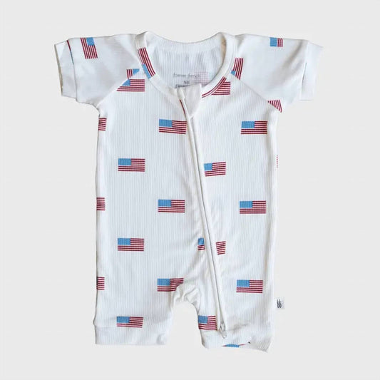 Kids Shortie Bamboo Zip Onesie