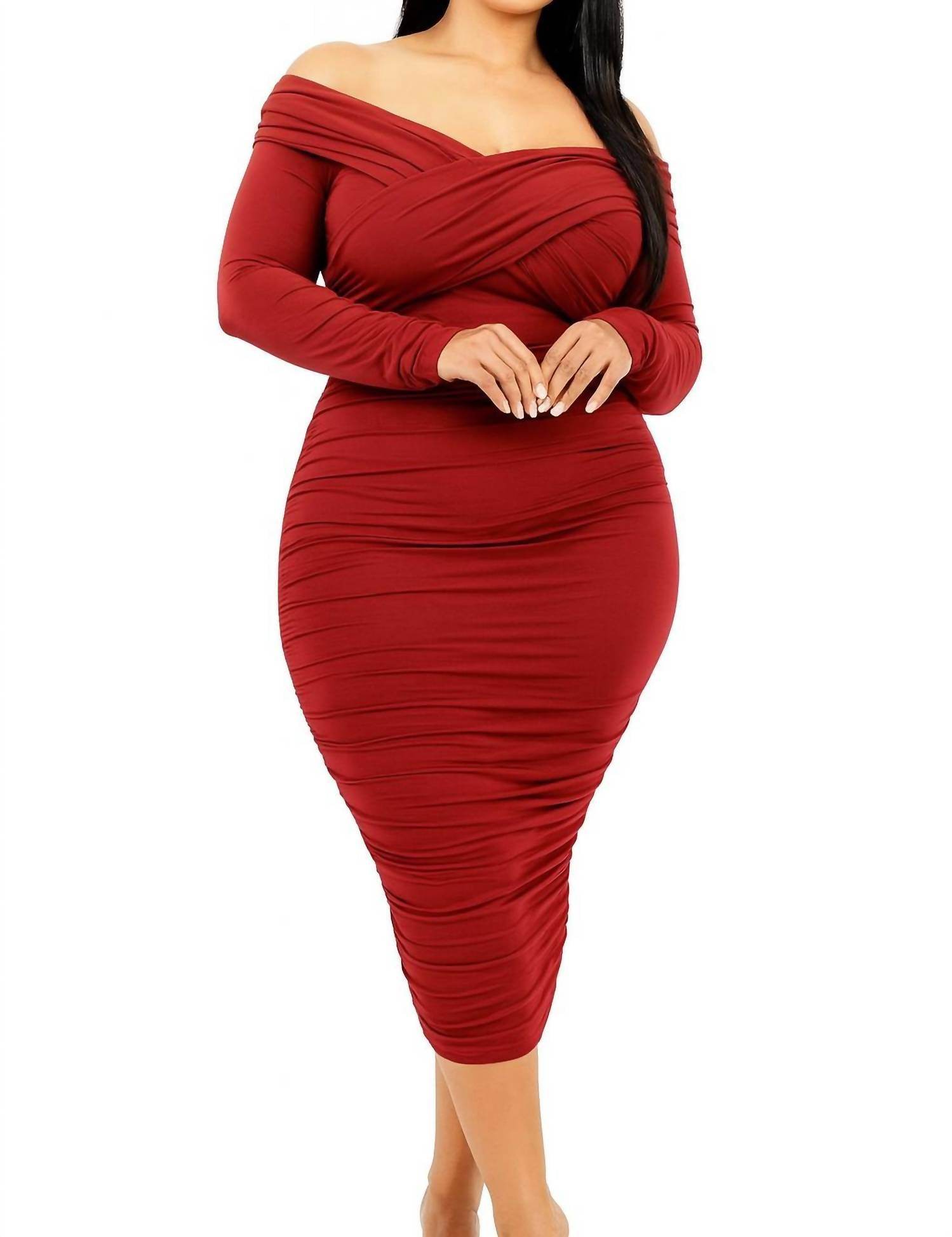 GIBIU - Embrace Ruched Midi Dress - Rack Hunt -