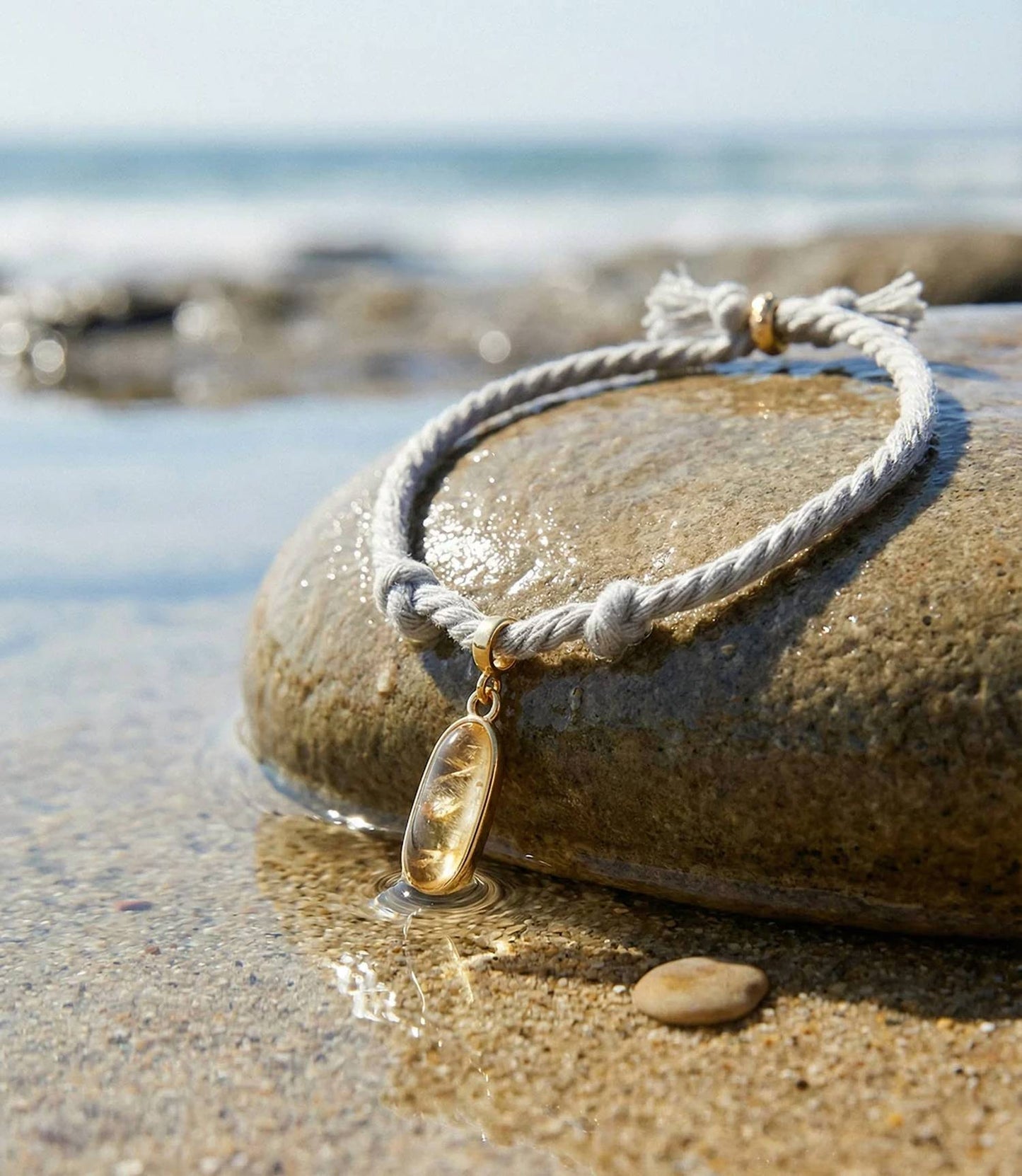 Women's Oval Gemstone Cord Bracelet