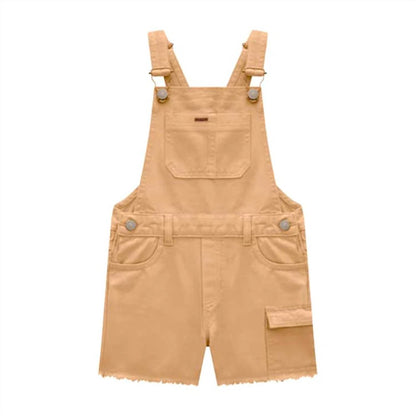 Girl's Frayed Detailing Overalls