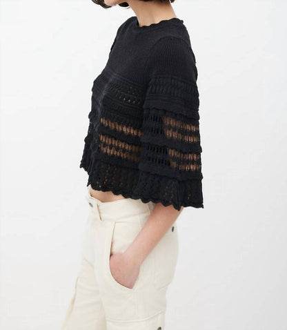 Azelia Tiered Cut Out Knit Pullover Sweater