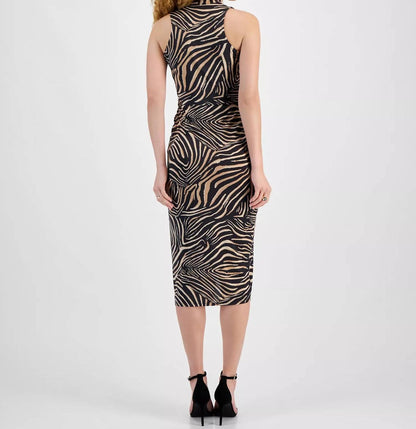 Animal Print Faux-wrap Sheath Dress