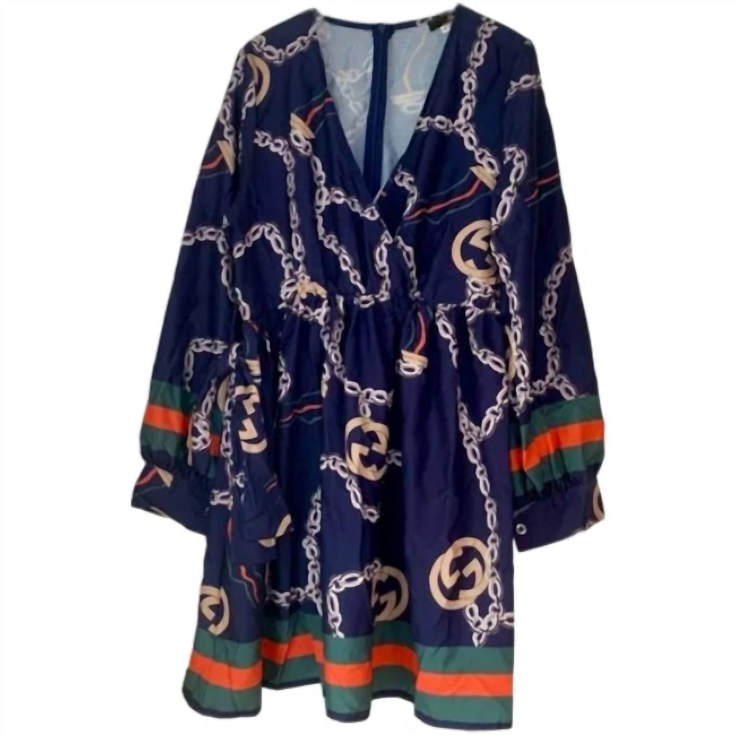 GAJE - Women’s Chain Print Stylish Dress - Rack Hunt -