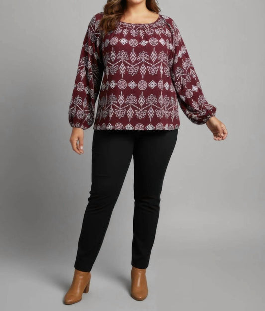Boho Floral Print Long Sleeve Blouse