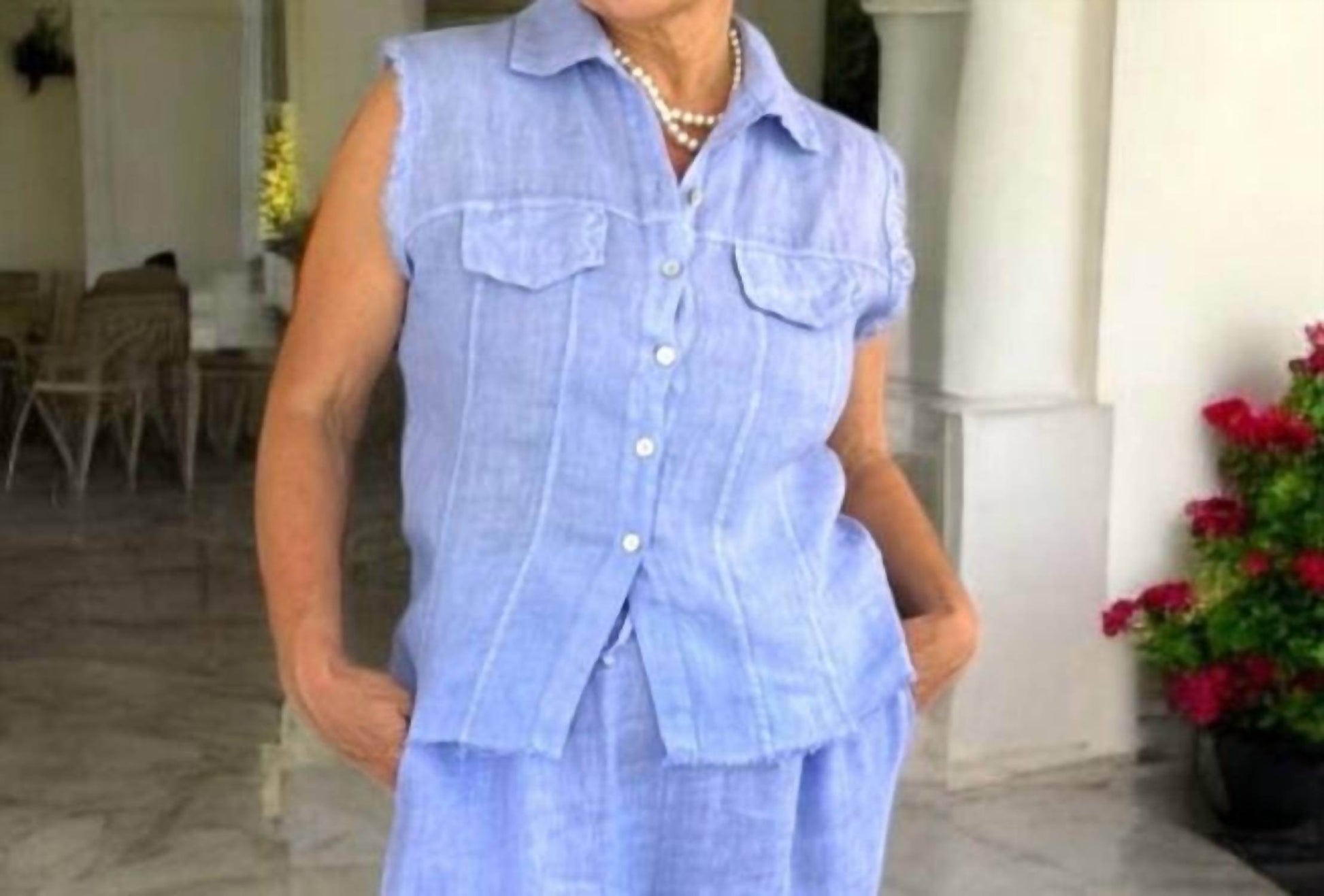 Joyna - Light Linen Waistcoat Top - Rack Hunt -