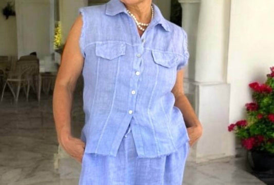 Joyna - Light Linen Waistcoat Top - Rack Hunt -