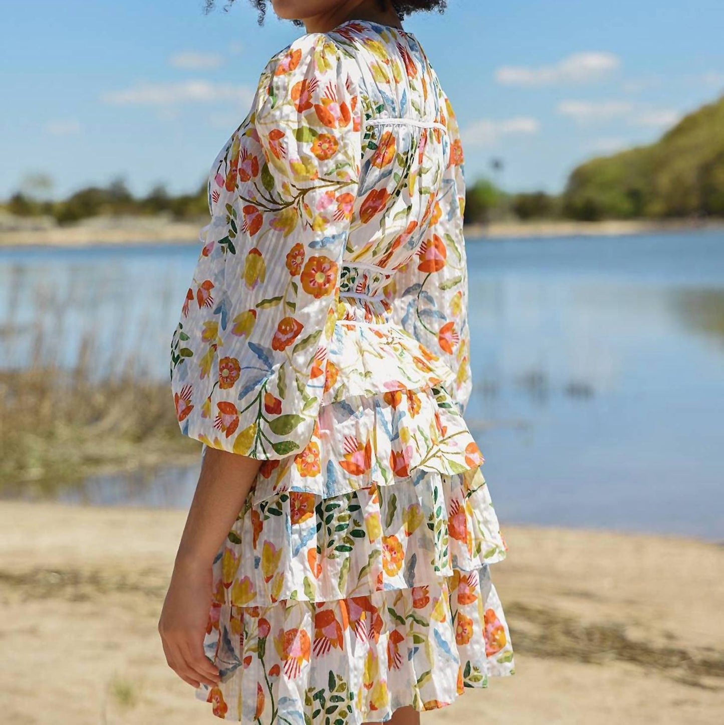 Flower Land Cotton Viscose Voile Mini Dress