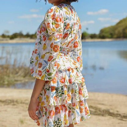 Flower Land Cotton Viscose Voile Mini Dress