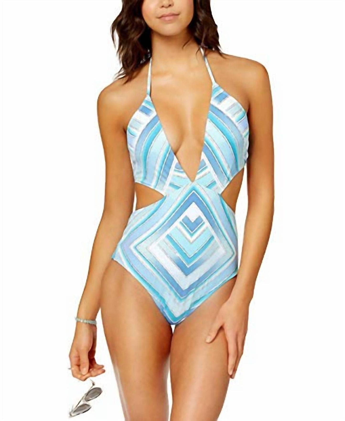Printed Plunge Cutout Monokini One-Piece Swimsuit
