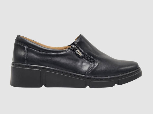 Women's Gaia Leather Zip Up Loafer Shoes