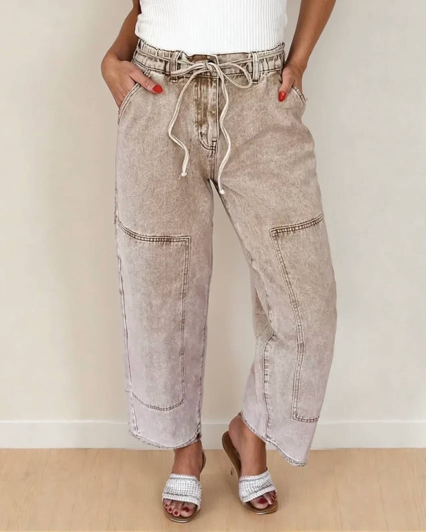 Shiloh Acid Wash Barrel Denim Pants