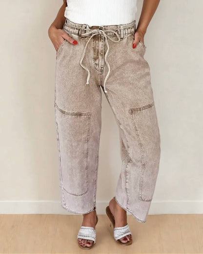 Shiloh Acid Wash Barrel Denim Pants