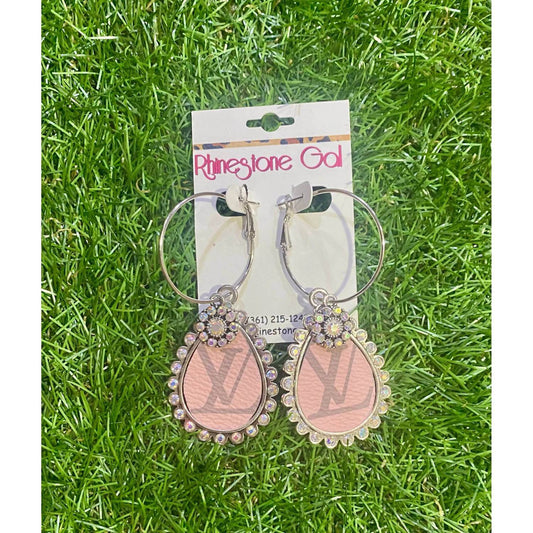 Kingdom Kreations - Women's Leather & Rhinestone Teardrop Hoop Earrings - Rack Hunt -