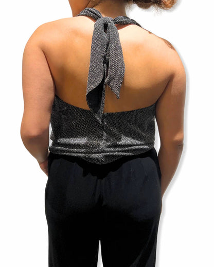 Lurex Shimmer Tie Back Halter Top