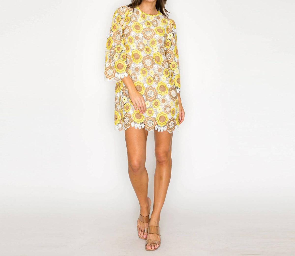 Marigold Vintage Lace Mini Dress