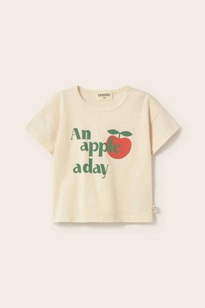Boys Soft Slub Cotton Apple Print T- Shirt