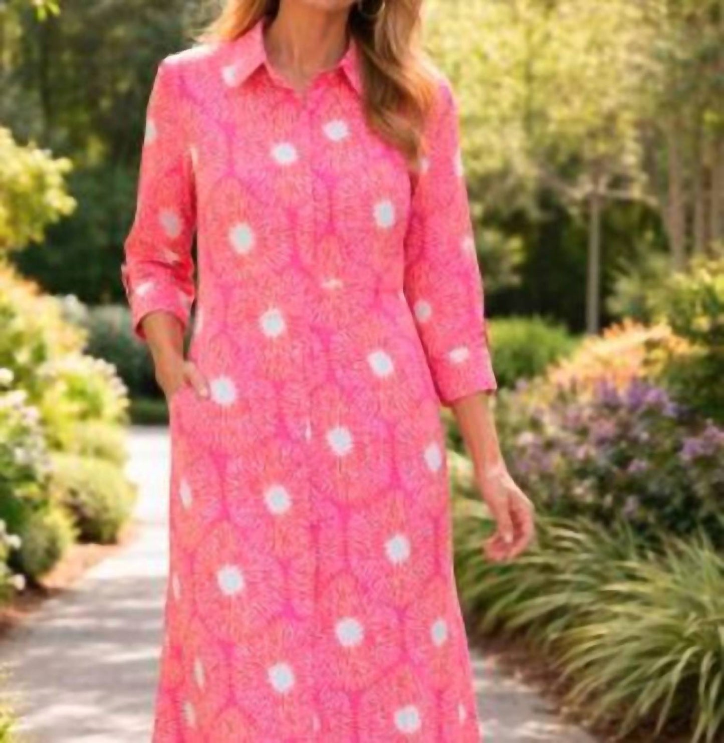 Three Quarter Sleeve Midi Dress
