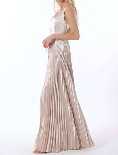 Sleeveless Tie Front Waisted Pleat Maxi Dress