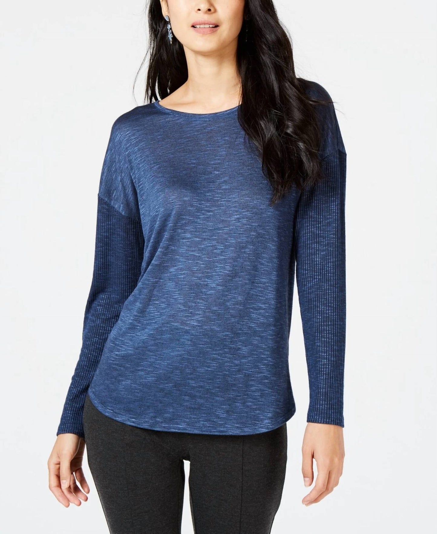 Mixed Media Scoop Neckline Top