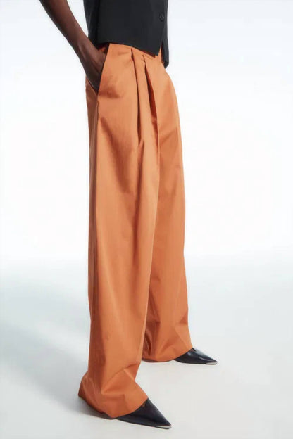 Wide-leg Tailored Twill Trousers