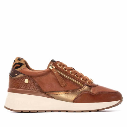 Women's Leather Wedge Lace-up Sneakers