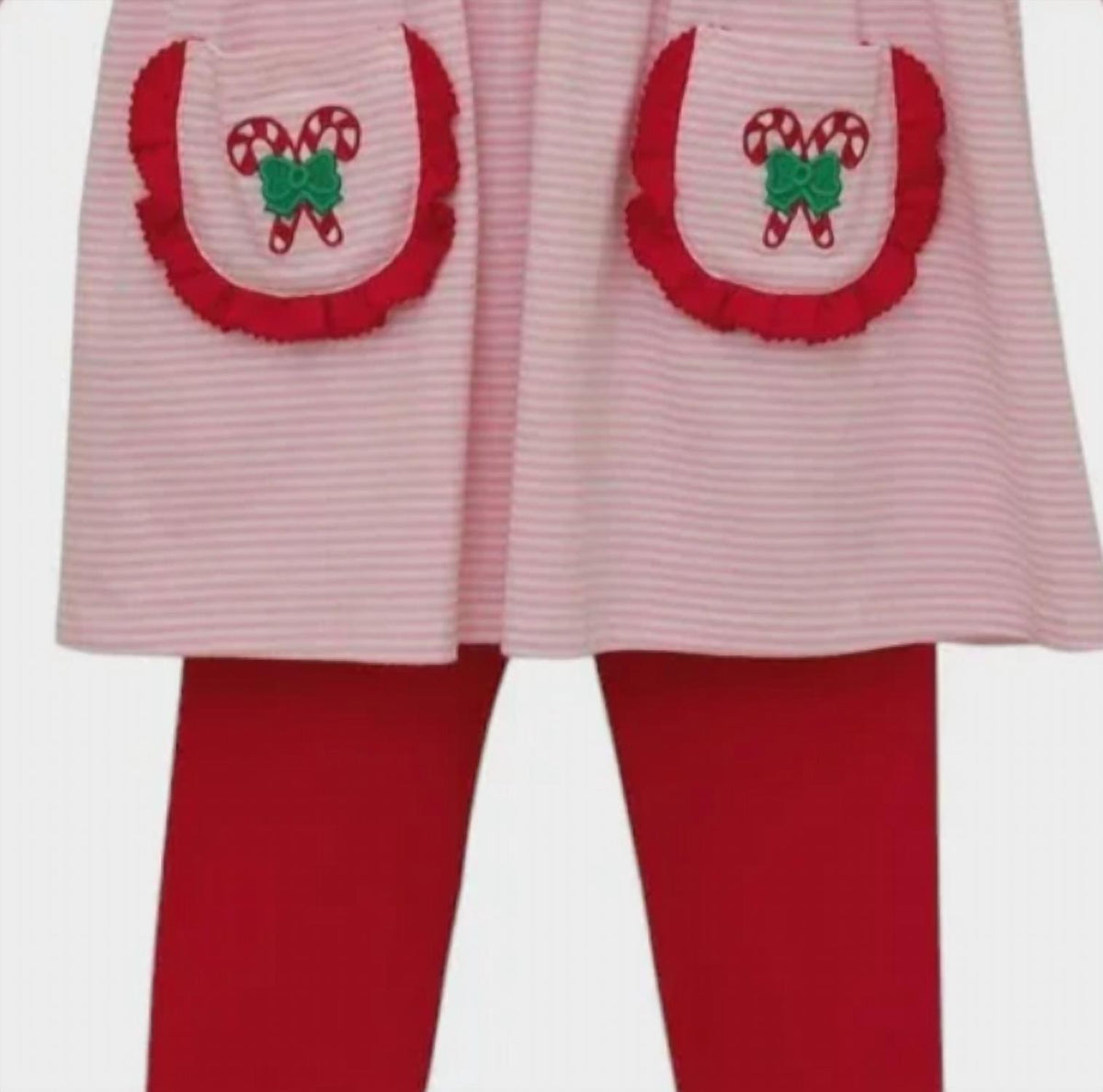 Girl's Candy Cane Ruffle Pant Set