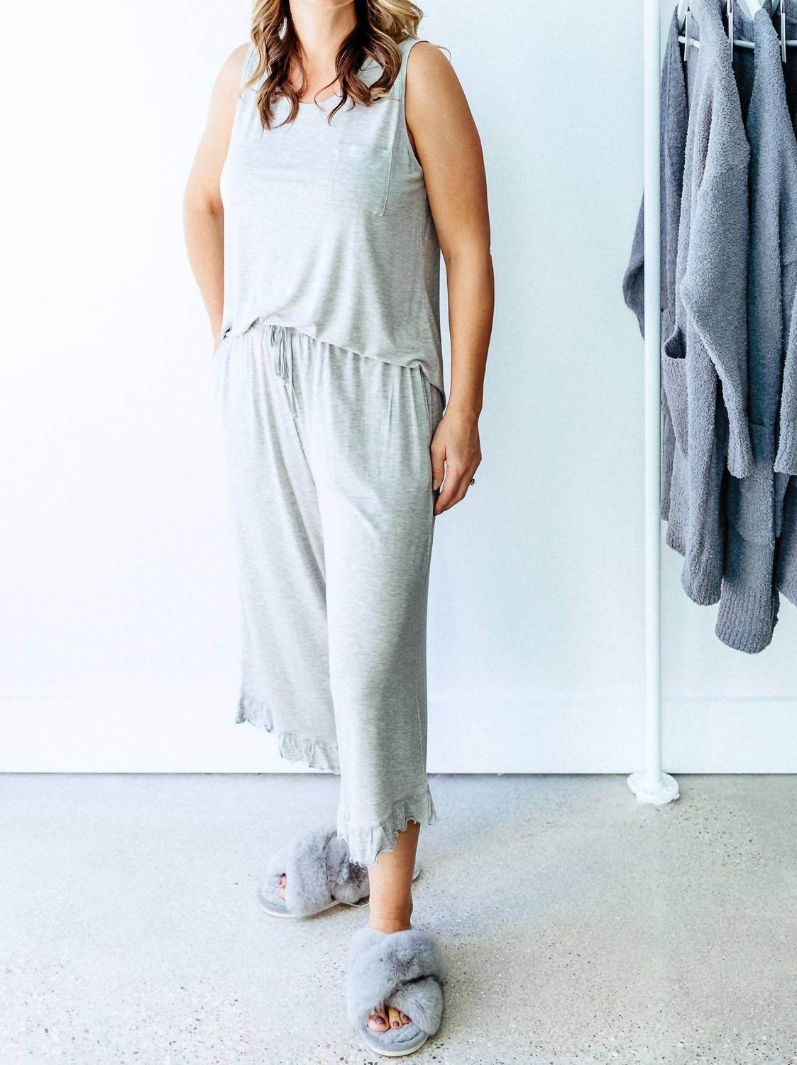 Qingdao Glamour - Riley Ruffle Hem & Tank Bamboo Pajamas - Rack Hunt -