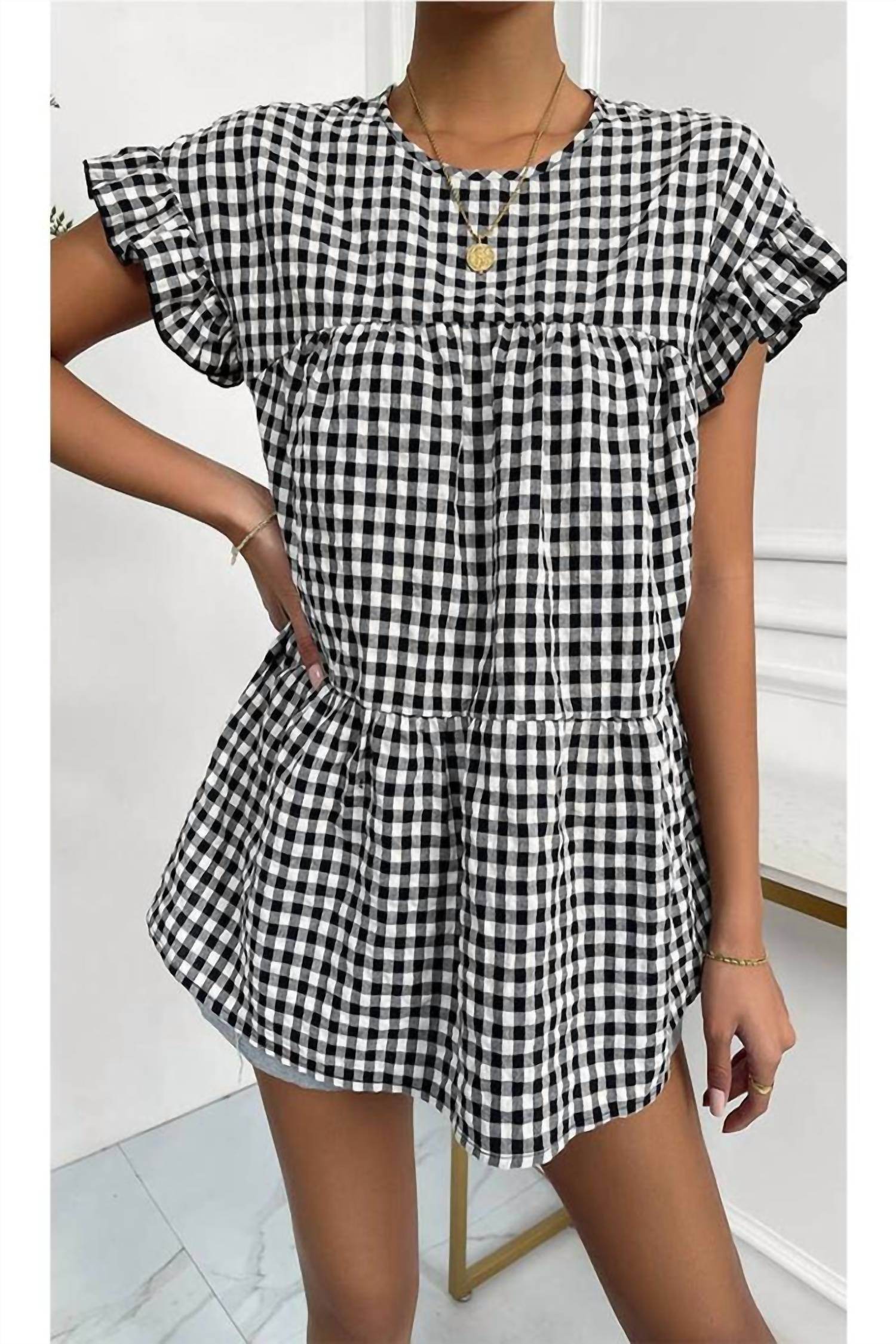 Doublju - Plaid Ruffle Top - Rack Hunt -