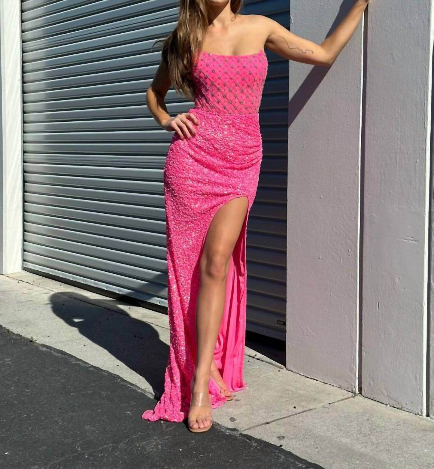 Aleta - Long Fitted Beaded Formal Prom Dress - Rack Hunt -