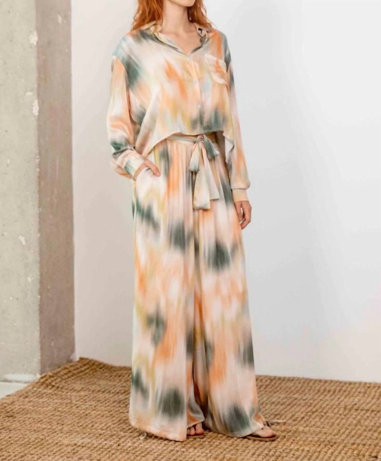 Printed Ecovero Viscose Wide Leg Trousers